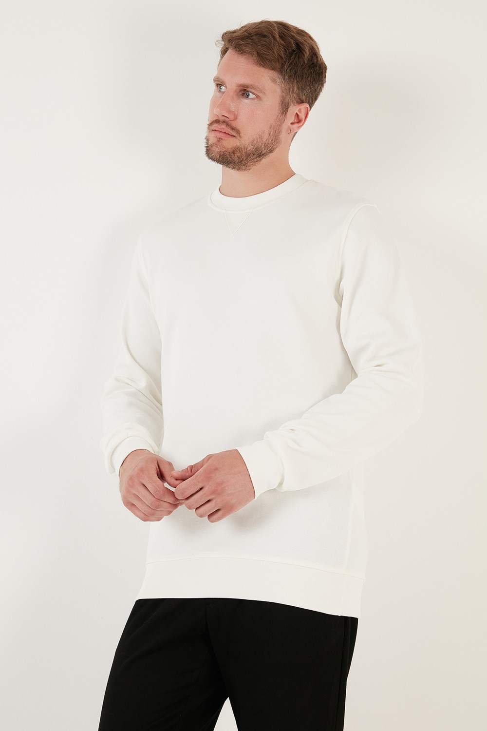 Buratti Pamuklu Regular Fit Bisiklet Yaka Sweat Erkek Sweat 5905453 görsel 4
