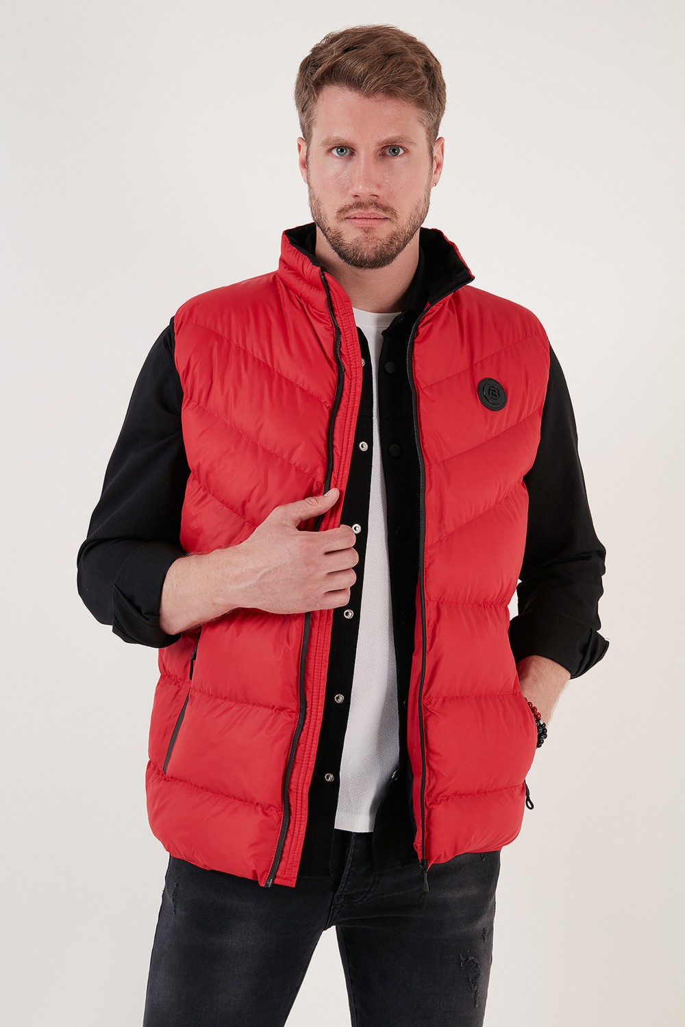Buratti Slim Fit Suya ve Rüzgara Dayanıklı Dik Yaka Şişme Yelek Erkek Yelek 649008 görsel 2