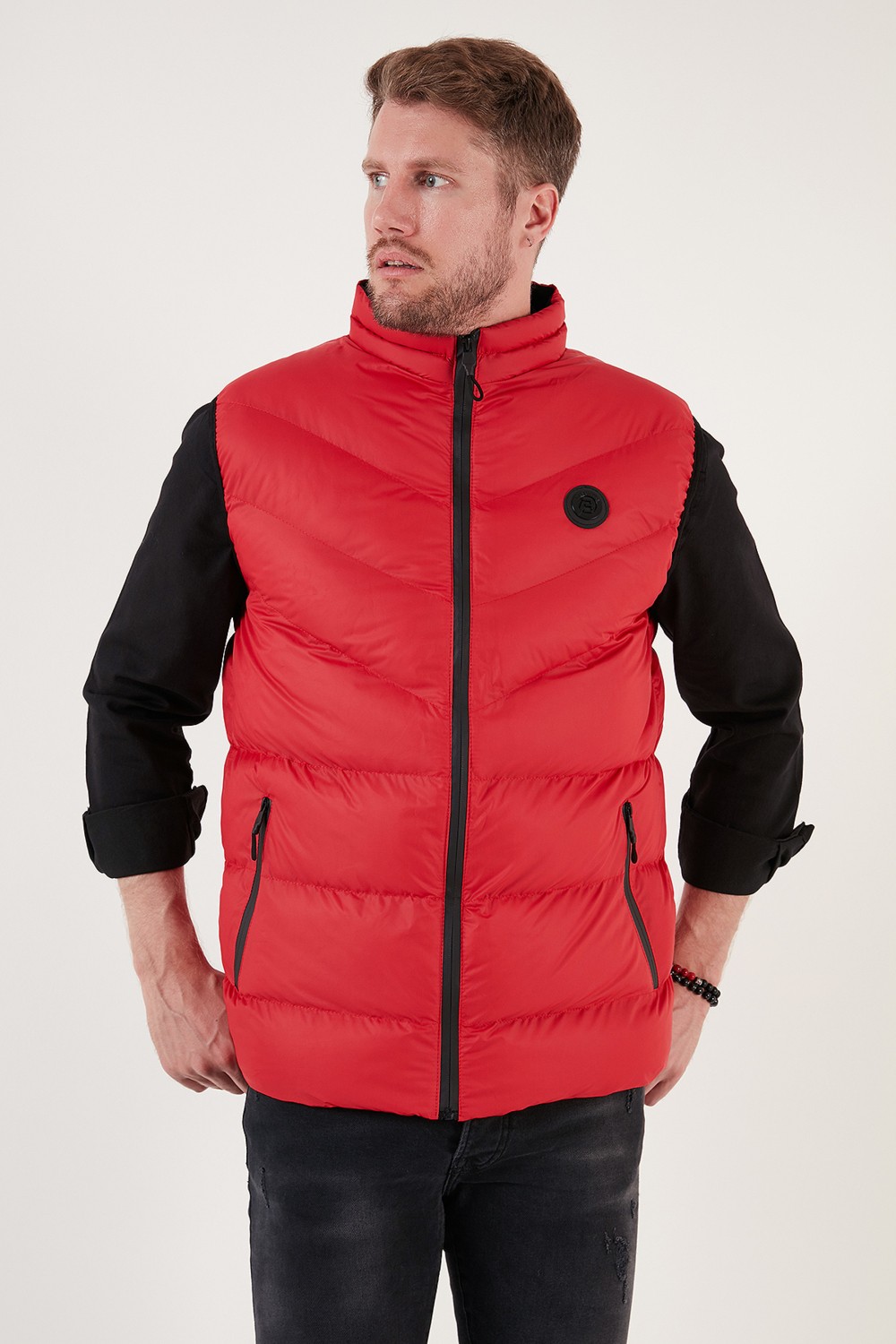 Buratti Slim Fit Suya ve Rüzgara Dayanıklı Dik Yaka Şişme Yelek Erkek Yelek 649008 görsel 4
