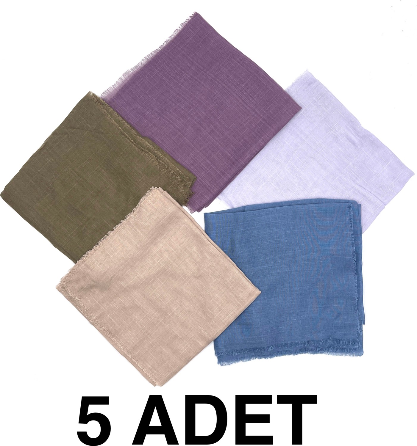 Naz İpek Flamlı 5'li Paket Pamuklu Yazma Eşarp 100X100CM