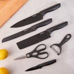Karaca Black Stone 6 Parça Satır, Makas ve Soyacaklı Bıçak Seti