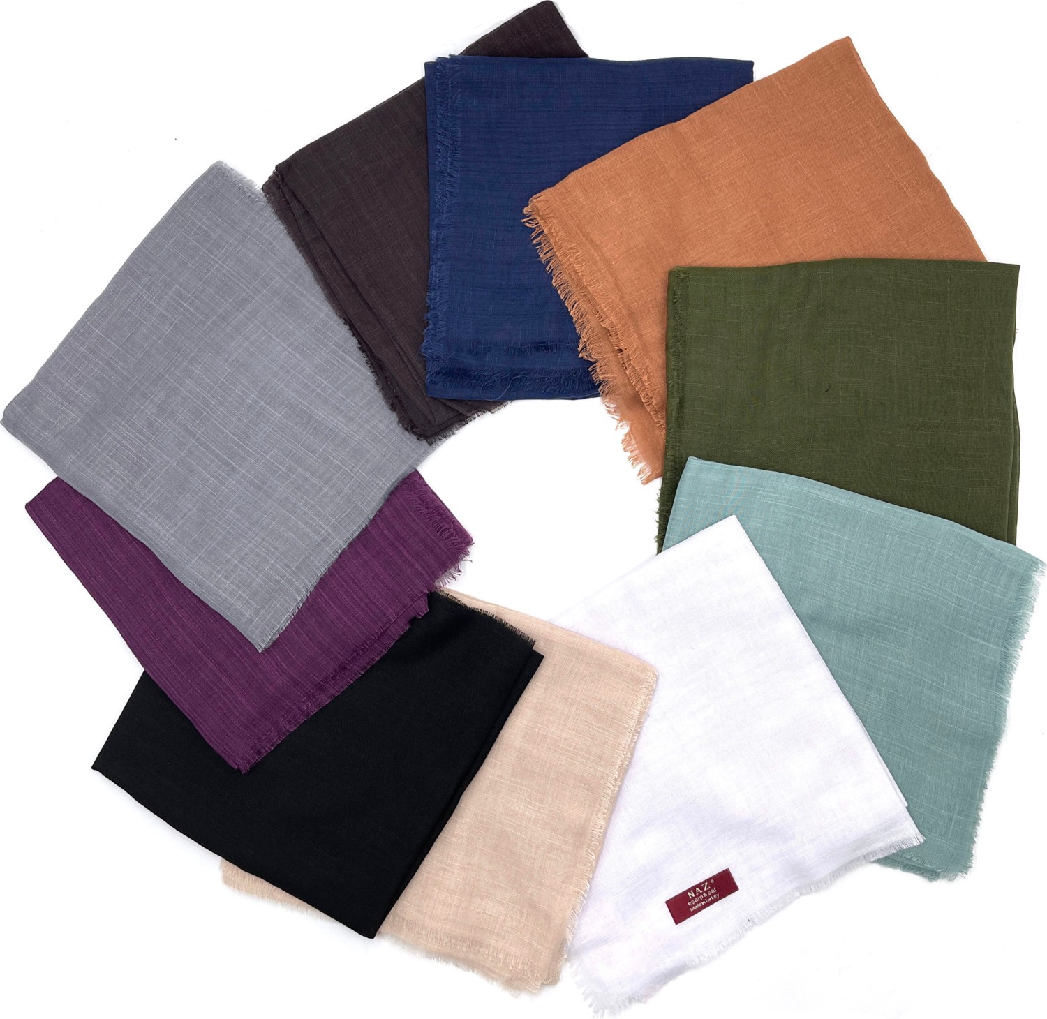 Naz İpek 10'lu Paket Flamlı Yazma Set Eşarp Tülbent Dağıtmalık Hediyelik 100X100