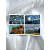HD Sticker Van Gogh Temalı Kart Kaplama Sticker Kart Etiketi Paket 1 4'lü