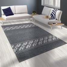 Carpettex Modern Şönil Dokuma Iskandinav Üçgen Desenli Koyu Gri Halı