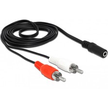 3,5mm stereo dişi to 2x RCA erkek audio ses çevirici kablo 1,5m