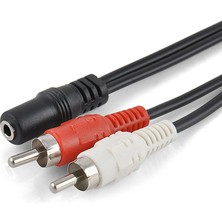 3,5mm stereo dişi to 2x RCA erkek audio ses çevirici kablo 1,5m