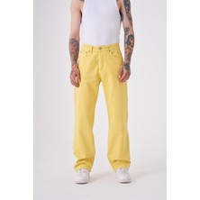Machinist Dyed Baggy Gabardin Jeans Pantolon Sarı