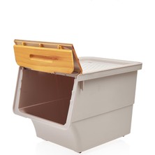 Technow Motek TCH-MT04B 33 Litre Jumbo Boy Bambu Desen Tekerlekli Tekli Organizer