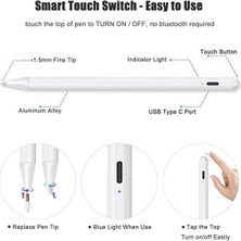 CoverZone iPad 5. Jenerasyon ile Uyumlu ve Üstü Modeller 2018-2022 Profesyonel Dokunmatik Kalem Avuç Içi Reddetme Eğim Algılamalı Aktif Kapasitif Yedek Uçlu Palm Rejection Stylus Pen Alp5