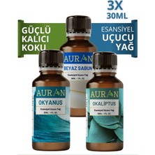 Auran Okyanus, Okaliptus, Beyaz Sabun Saf Esansiyel Uçucu Yağ Buhurdanlık Yağı Difüzör Esans Aroma 3x 30ml