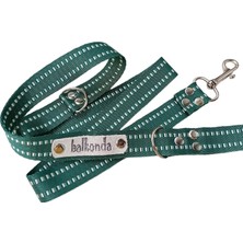 Balkonda Köpek gezdirme kayışı tasması yeşil beyaz şeritli floş kolon genişlik:2,5cm uzunluk:120cm dog leash B3-7