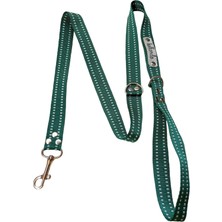 Balkonda Köpek gezdirme kayışı tasması yeşil beyaz şeritli floş kolon genişlik:2,5cm uzunluk:120cm dog leash B3-7