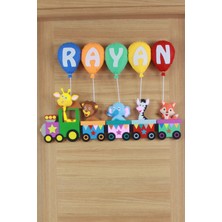 Renkli Hayallerim Rayan İsimli Trenli Bebek ve Hastane Odası Kapı Süsü