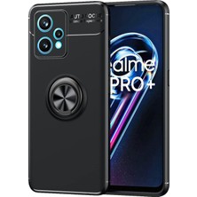 Microcase Realme 9 Pro Focus Serisi Yüzük Standlı Silikon Kılıf - Siyah AL3363