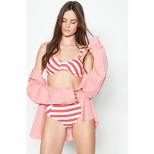 C&city Yüksek Bel Straplez Bikini Takım 3225 Kırmızı/beyaz