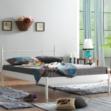 Unimet Lalas-S Metal Karyola - Beyaz - Konik Geçme - Konfor Destekli Latalı - 140x190/140x200/150x200/160x200