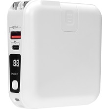 S-Link G150 15000MAH Lightning+Type-C Kablolu Powerbank Beyaz PD22.5W LCD Ac Prizli Taşınabilir Pil