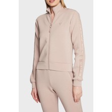 Guess New Allie Logo Şeritli Regular Fit Fermuarlı Dik Yaka Sweat Bayan Sweat V2YQ17K7UW2 G4Q9