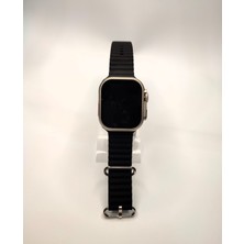 Amax Ultra Watch 8 Ultra 49MM Vidalı Amax Ultra Akıllı Saat 2li Kordon (Turuncu Deri - Siyah Slikon)