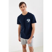 Nalu Regular Fit Grafik Baskılı Erkek T-Shirt Lacivert