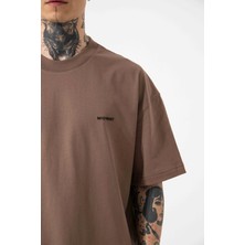 Machinist Oversize Basic Pamuklu T-Shirt Kahve