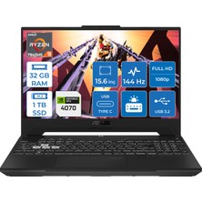 Asus TUF Gaming A15 AMD Ryzen 9 7940HS 32GB 1TB SSD RTX4070 Freedos 15.6" FHD 144Hz Taşınabilir Bilgisayar FA507XI-LP04313