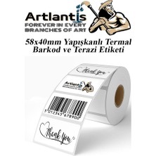 Artlantis 58X40 mm Barkod Etiketi Yapışkanlı 1 Adet Termal Barkot ve Terazi Etiketi 500 Lü Barkod Yazıcılarına Uyumlu