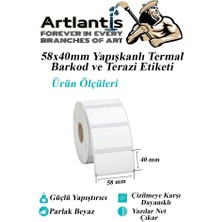 Artlantis 58X40 mm Barkod Etiketi Yapışkanlı 1 Adet Termal Barkot ve Terazi Etiketi 500 Lü Barkod Yazıcılarına Uyumlu