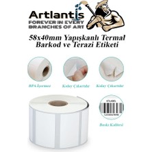 Artlantis 58X40 mm Barkod Etiketi Yapışkanlı 1 Adet Termal Barkot ve Terazi Etiketi 500 Lü Barkod Yazıcılarına Uyumlu