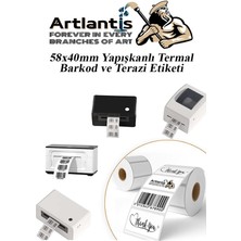 Artlantis 58X40 mm Barkod Etiketi Yapışkanlı 1 Adet Termal Barkot ve Terazi Etiketi 500 Lü Barkod Yazıcılarına Uyumlu