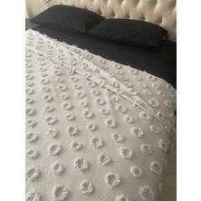 Zeren Home Saçaklı Çift Kişilik Pike %100 Pamuklu Lastikli Çarşaf Yastık Kılıfı Takım 4 Parça