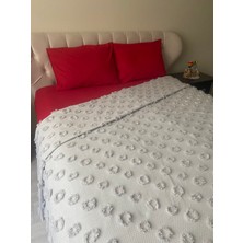 Zeren Home Saçaklı Çift Kişilik Pike %100 Pamuklu Lastikli Çarşaf Yastık Kılıfı Takım 4 Parça