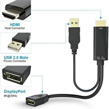 Blue Wings Erkek HDMI Erkek USB Dişi Displayport Çevirici Adaptör Siyah