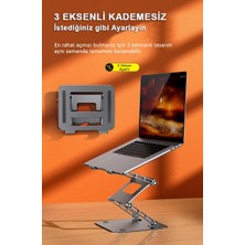 Mars and Hars LS515-6 Aluminyum 3 Katlı Yükseklik ve Açı Ayarlı Katlanır, Laptop-Notebook-Tablet Standı(Space Gri)