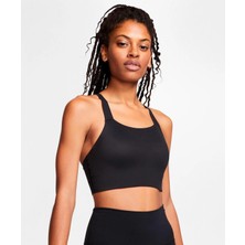 Nike CJ0544-010 Swoosh Luxe Kadın Sporcu Sütyeni Siyah Renk Medium-Support Şık Tasarım