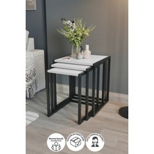 Bofigo 3'lü Metal Zigon Sehpa Zigon Sehpa Orta Sehpa Yan Sehpa Toros Beyaz