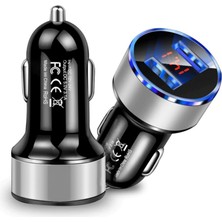 Mega Oto Market Çakmaklık Oto Araç Hızlı Şarj Aleti 3.1A USB Çift Girişli Siyah LED Ekranlı