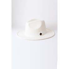 Kapin Beyaz Fötr Şapka Kaşe Pamuklu Malzeme ile Kadınlar İçin Şık Tasarım