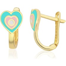 Lilarote Mavi Pembe Mineli Çocuk Altın J Küpe