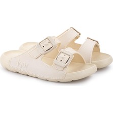 Igor Unisex Fildişi Tokalı Sandalet Kauçuk Tabanlı Kız Çocuklar İçin Rahat Tasarım
