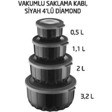 Decorev Vip Ahmet Diamond Vakumlu Şeffaf Kapak Saklama Kabı, 3 Lt+2 Lt+1 Lt+0,5 Lt 4 Lü Set-Vp-042