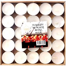 Parti Adresi Dekoratif Mum Tealight Mum 10 Gr. 25'li Beyaz