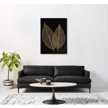 Selin Dekor Siyah Kahve Taşlı Yaprak Tablo 60X80CM