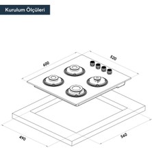 Kumtel Rustik Beyaz Cam Ankastre Ocak (Ko-40 Tahdf)