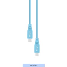 Atongm Type-C To Type-C Kablo 9A/60W Hızlı Şarj Kablosu Örgülü Kırılmaz Kablo-Mavi ( Akıllı Çip Teknolojili )