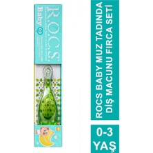 R.O.C.S. Baby 0-3 Yaş Muz Tadında Bebek Diş Macunu + Fırça Seti