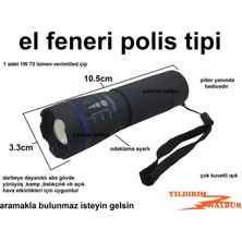 Yıldırım Nalbur El Feneri Pilli Polis Tipi Siyah Ayarlı Gece Feneri