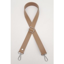 Angel Çanta Aksesuar Suni Deri Ayarlı Çanta Sapı 120X2.4 cm Vizon Gümüş Metal