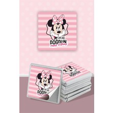 Neşeli Günlerim Minnie Mouse Pink Temalı Çikolata Etiketi * Sticker * 60 Adet 4x4 cm