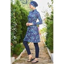 Ruko Maio 23137-2 Kadın Büyük Beden Balıkçı Yaka Tam Tesettür Mayo